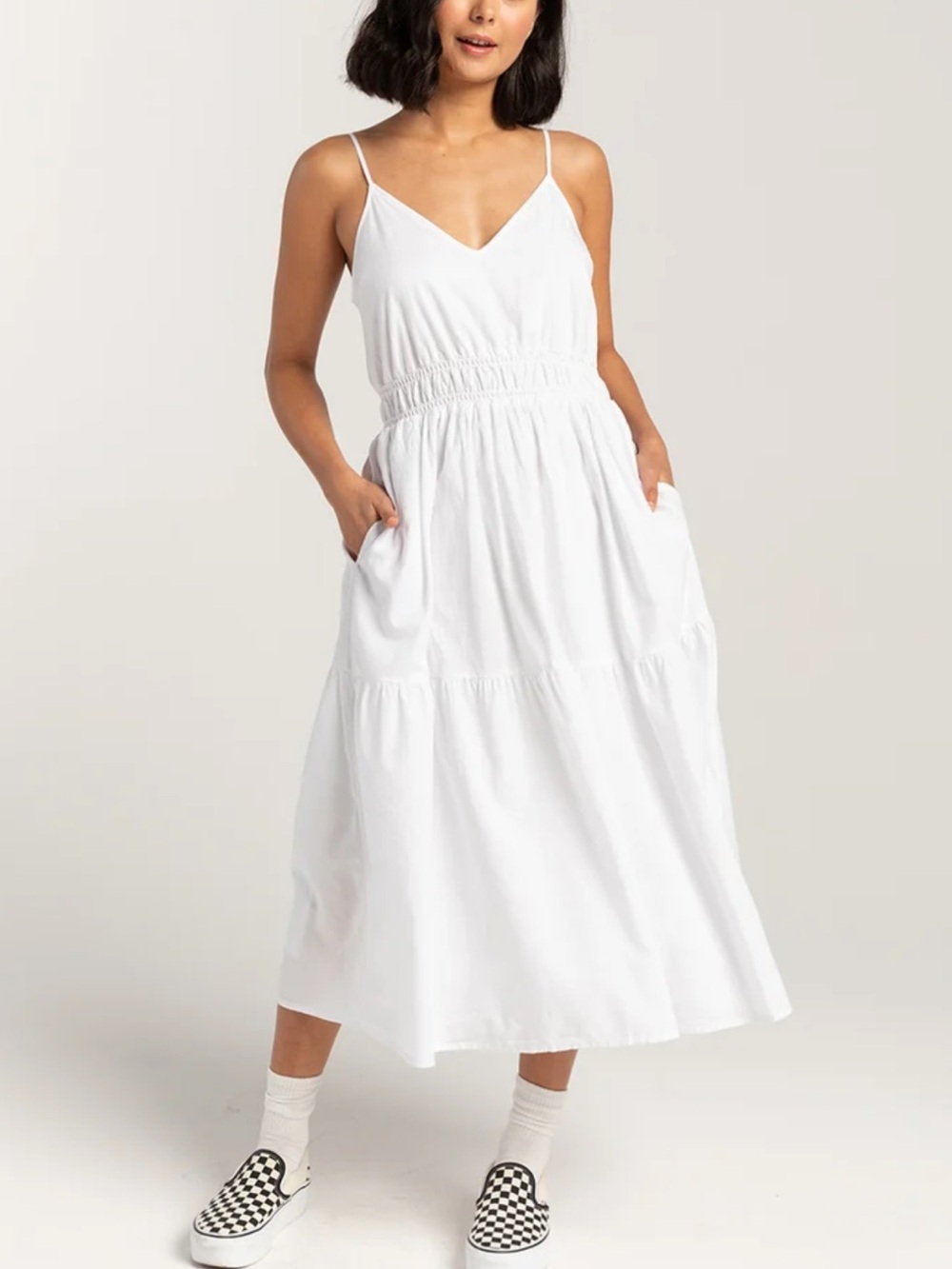 Brixton Sydney White Spaghetti-Strap Maxi Dress